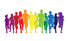 colorful walkers and runners